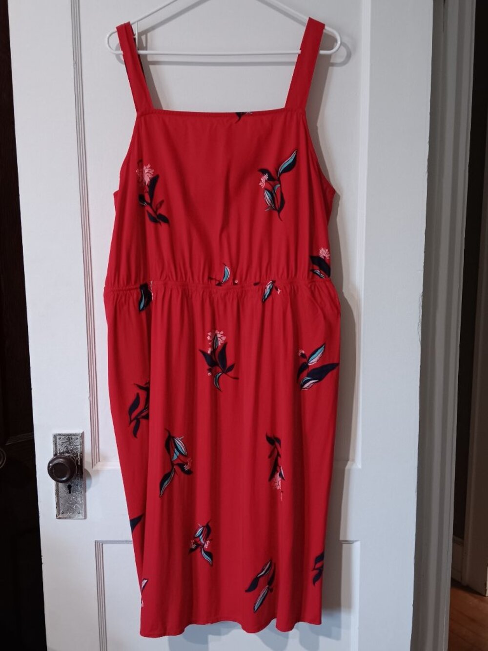 Plus Size Midi Dress Sleeveless Red Ava Viv 2XL Tomato Girl Coquette Whimsy Boho